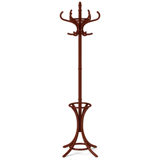 Wood Standing Hat Coat Rack With Umbrella Stand, Brown Coat Racks & Hall Trees Brown at Gallery Canada