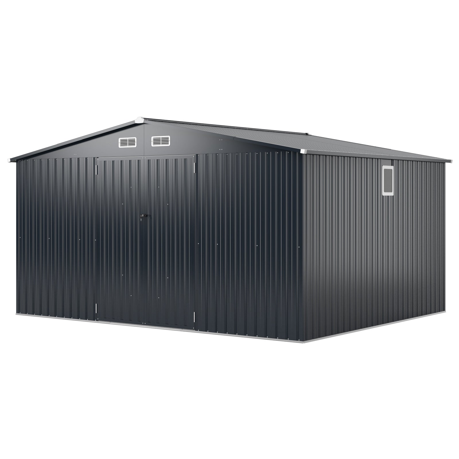 12 x 9.8 Feet Outdoor Storage Shed, Lockable Door, Pitched Roof, Gray Sheds & Outdoor Storage Gray at Gallery Canada