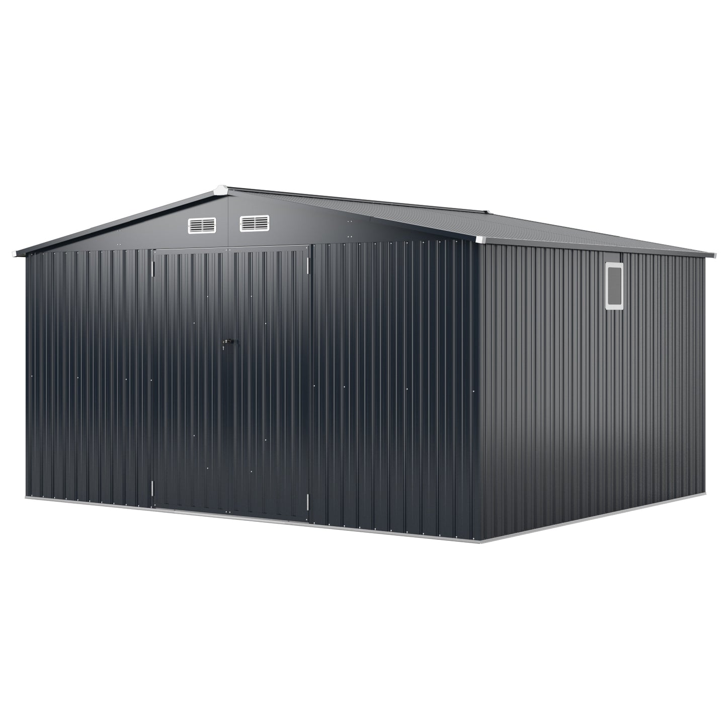 12 x 9.8 Feet Outdoor Storage Shed, Lockable Door, Pitched Roof, Gray Sheds & Outdoor Storage Gray at Gallery Canada