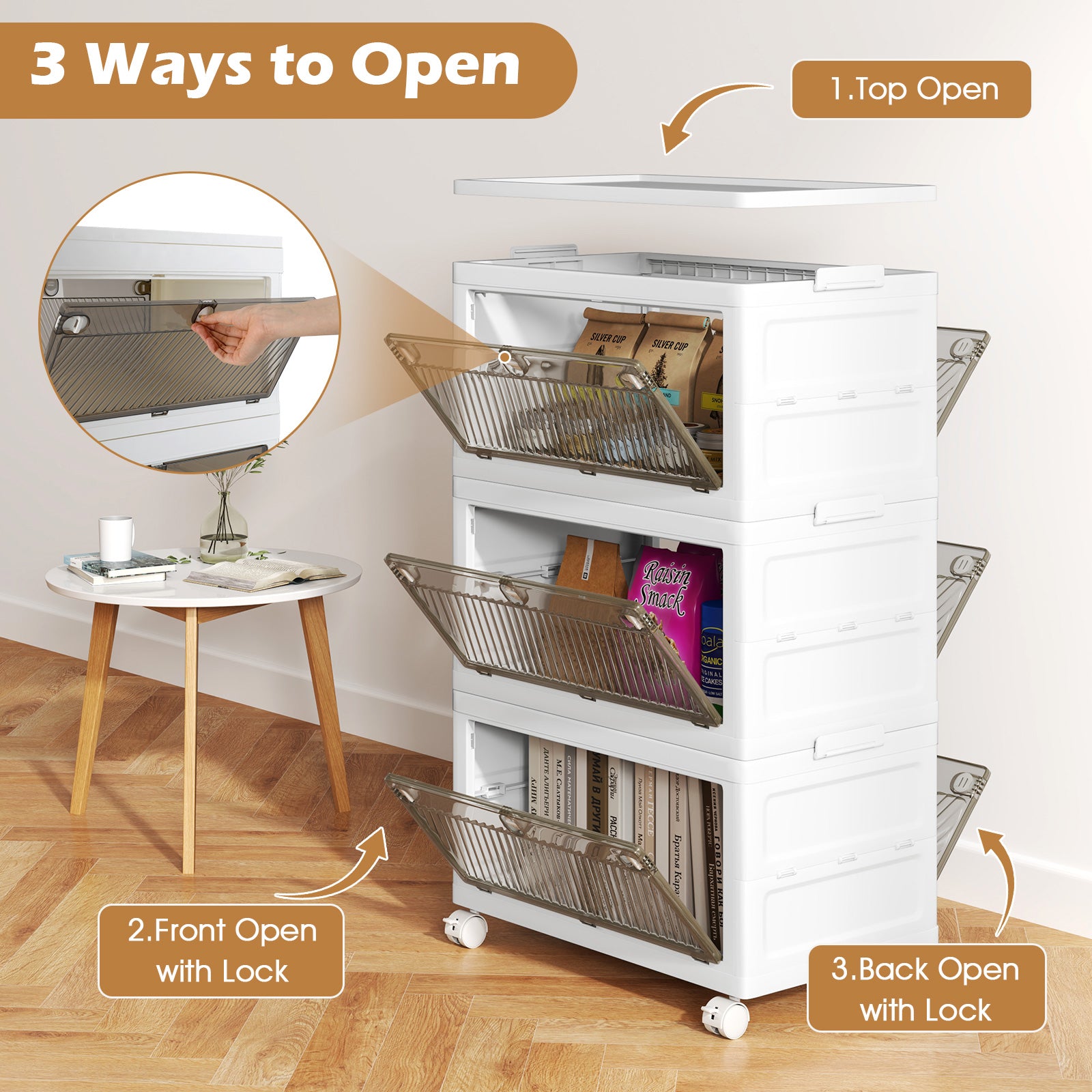 33 Gal 3-Pack Stackable Plastic Storage Bins with Lid for Bedroom Living Room, White Cabinets & Chests at Gallery Canada