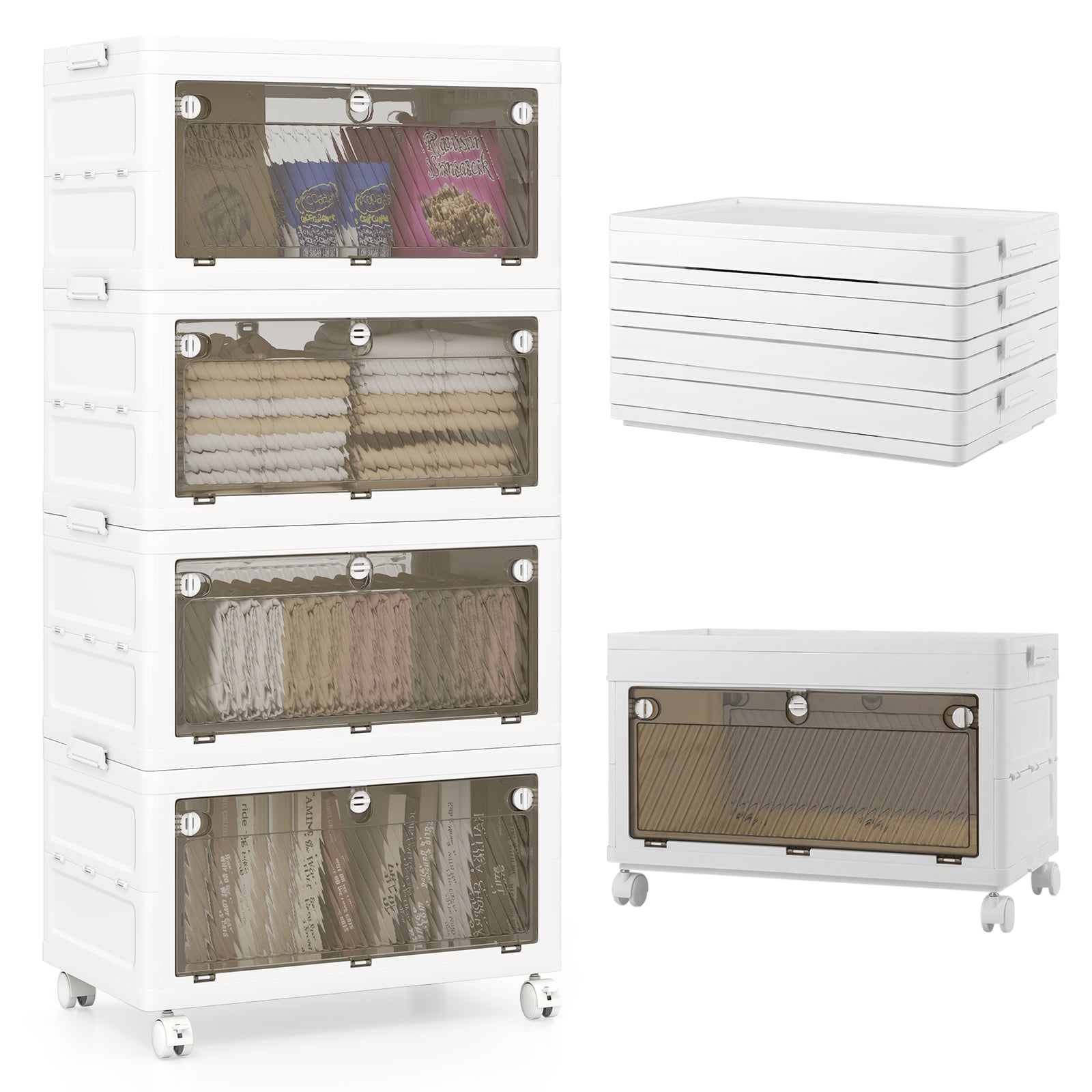 44 Gal Stackable Plastic Storage Bins, 4-Pack With Lid, White Cabinets & Chests at Gallery Canada