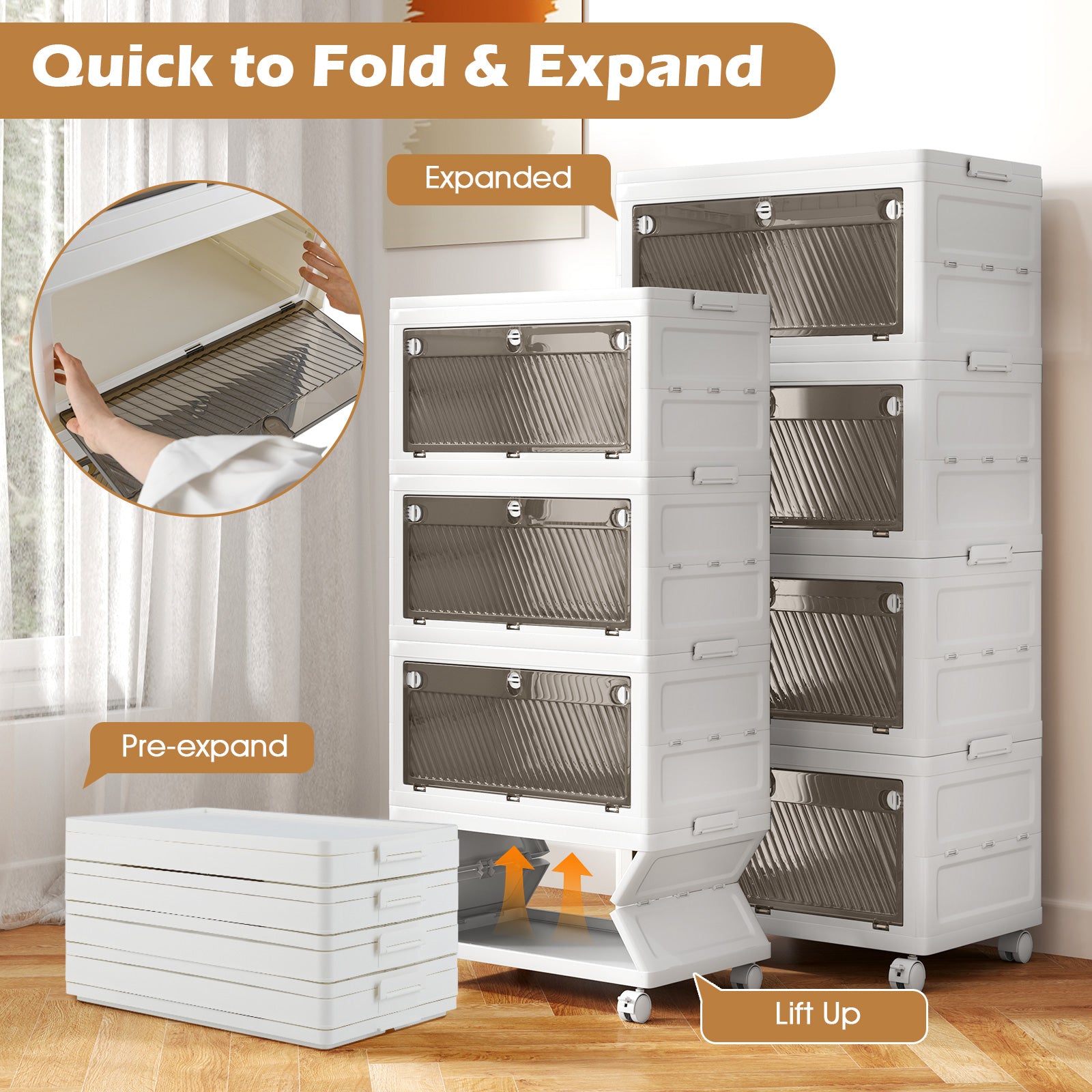 44 Gal Stackable Plastic Storage Bins, 4-Pack With Lid, White Cabinets & Chests at Gallery Canada