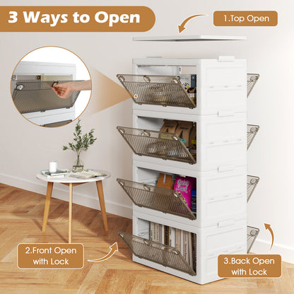 44 Gal Stackable Plastic Storage Bins, 4-Pack With Lid, White Cabinets & Chests at Gallery Canada