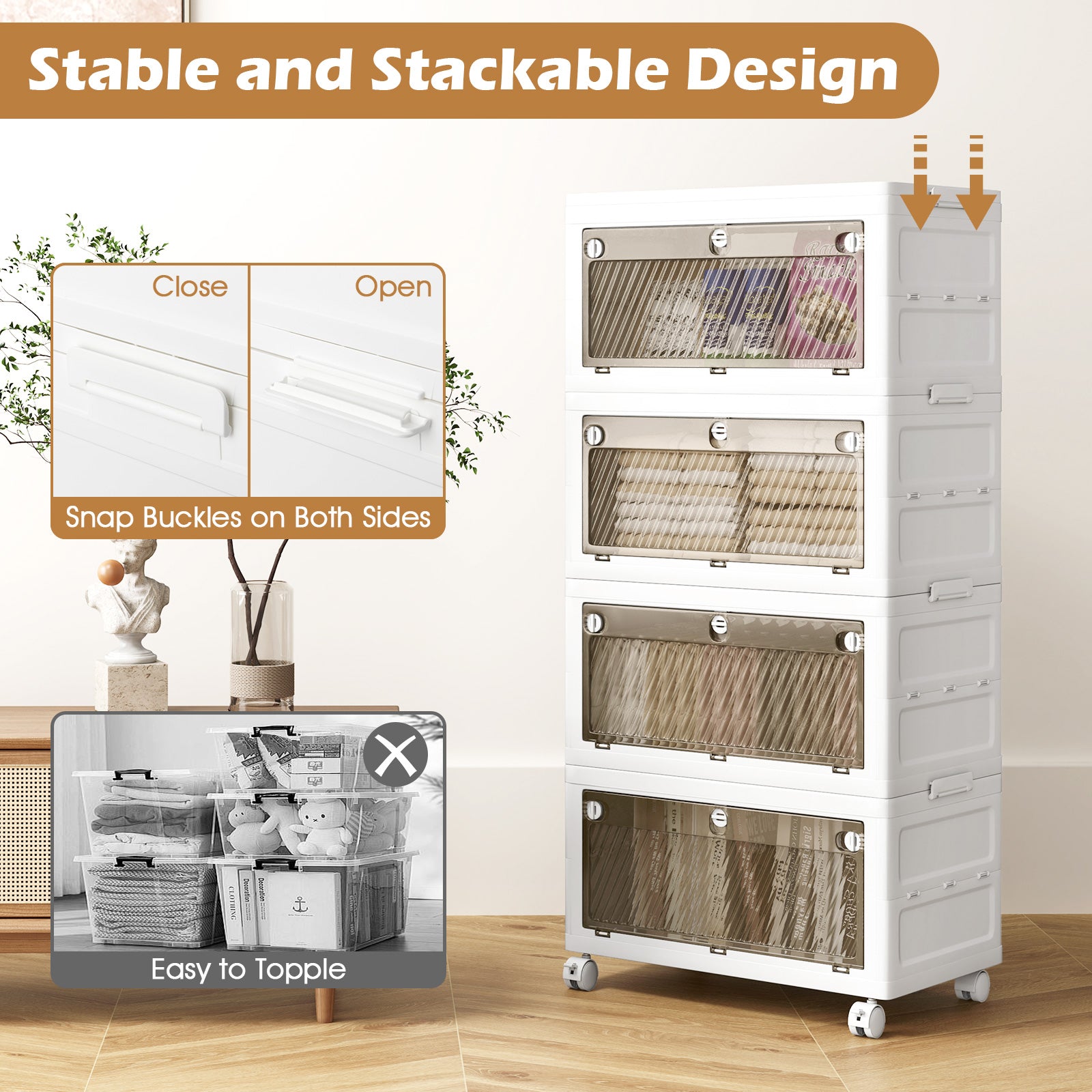 44 Gal Stackable Plastic Storage Bins, 4-Pack With Lid, White Cabinets & Chests at Gallery Canada