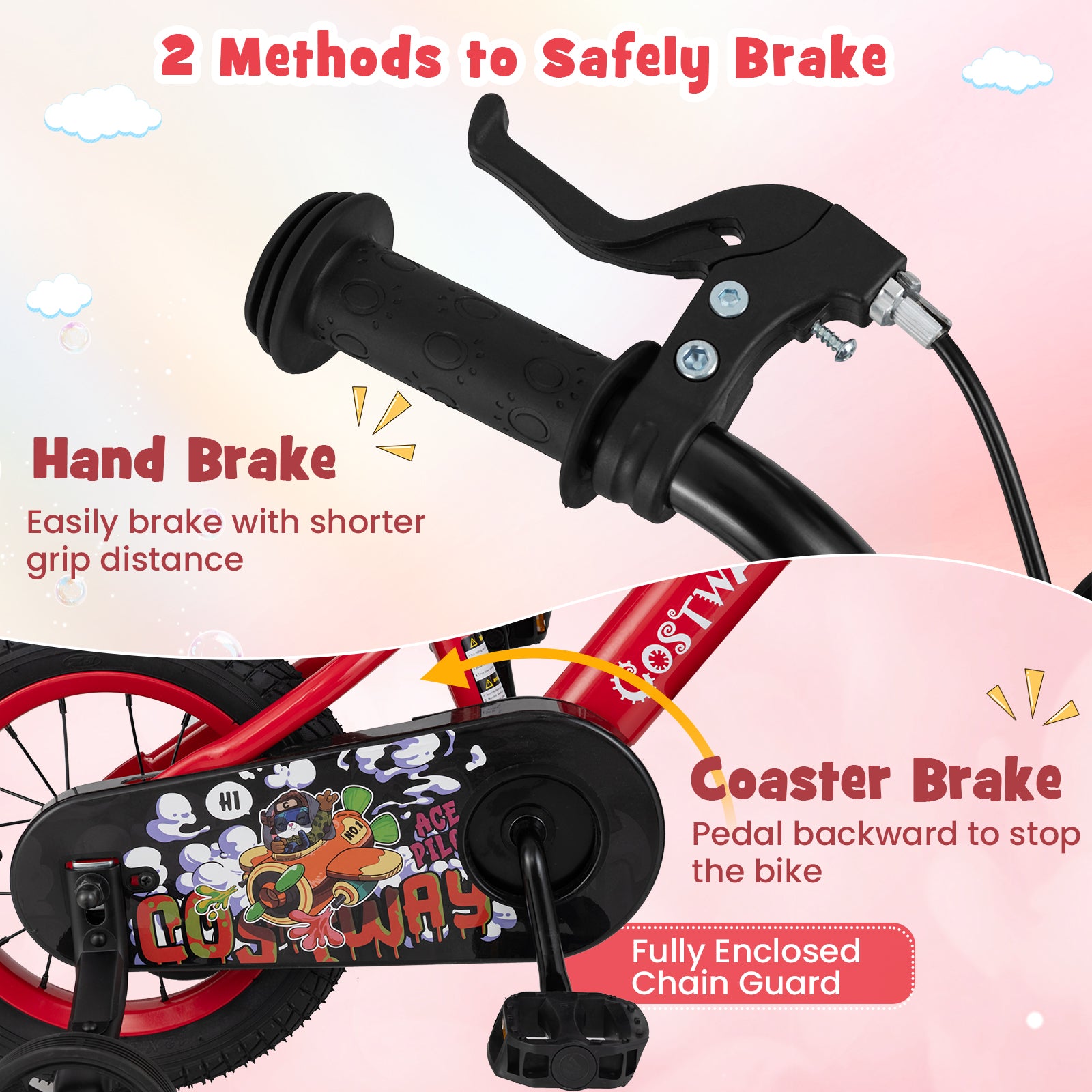 12 Inch Kids Bike Adjustable with Storage Basket and Double Brake for 3-4 Years Old-12 inches, Red Kids Bike at Gallery Canada