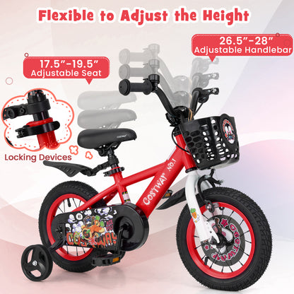 12 Inch Kids Bike Adjustable with Storage Basket and Double Brake for 3-4 Years Old-12 inches, Red Kids Bike at Gallery Canada