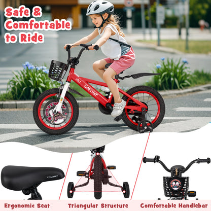 14 Inch Kids Bike Adjustable with Storage Basket and Double Brake for 3-5 Years Old-14 inches, Red Kids Bike at Gallery Canada