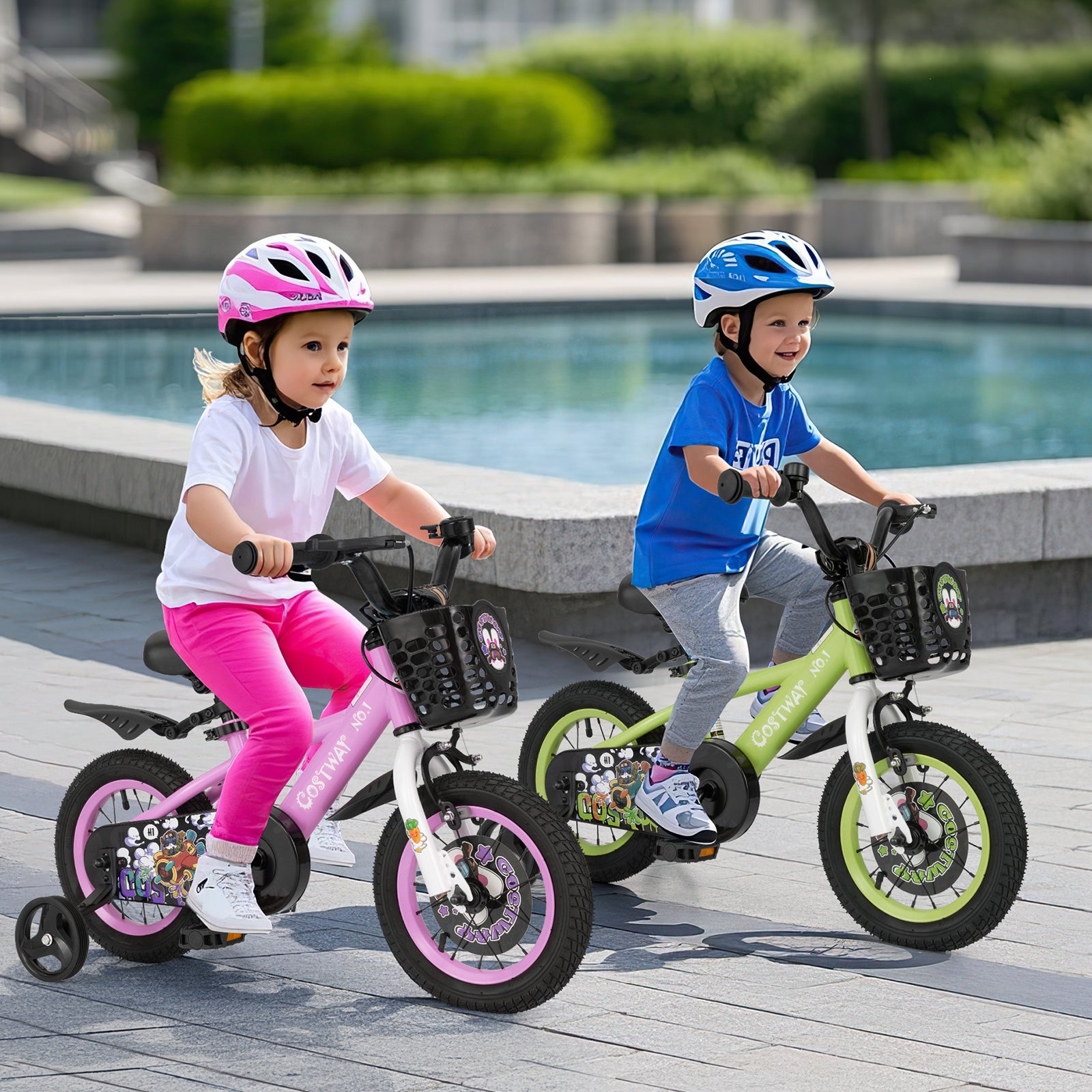 12 Inch Kids Bike Adjustable with Detachable Training Wheels for 3-4 Years Old-12 inches, Green Kids Bike at Gallery Canada