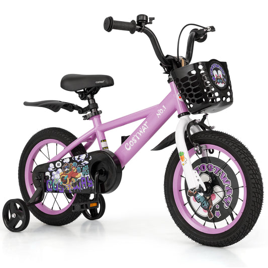 14 Inch Kids Bike, 3-5 Years, Adjustable Handlebar, Purple Kids Bike Purple at Gallery Canada