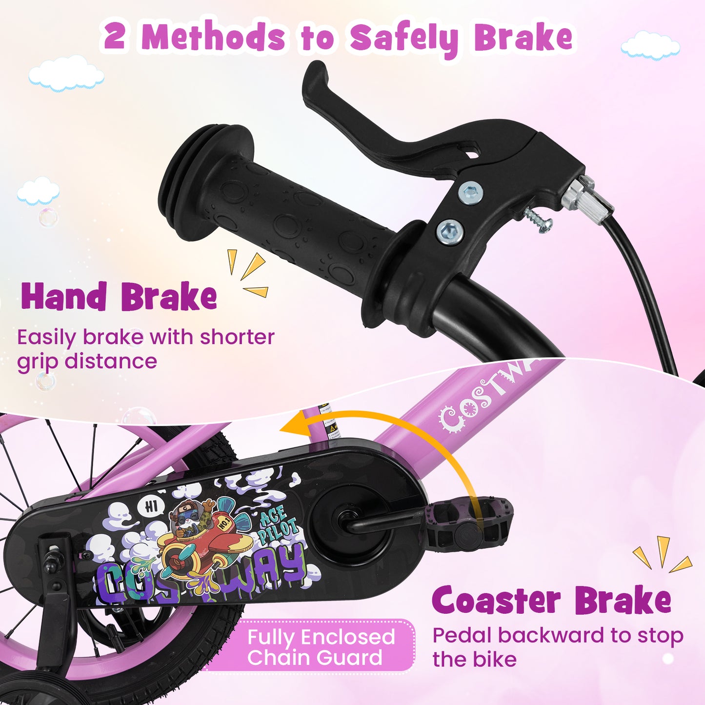 14 Inch Kids Bike for 3-5 Years Old Sport Bicycle with Adjustable Handlebar and Saddle-14 inches, Purple Kids Bike at Gallery Canada