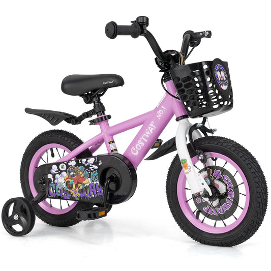 12 Inch Kids Bike For 3-4 Years Old, Adjustable Handlebar And Saddle, Purple Kids Bike Purple at Gallery Canada