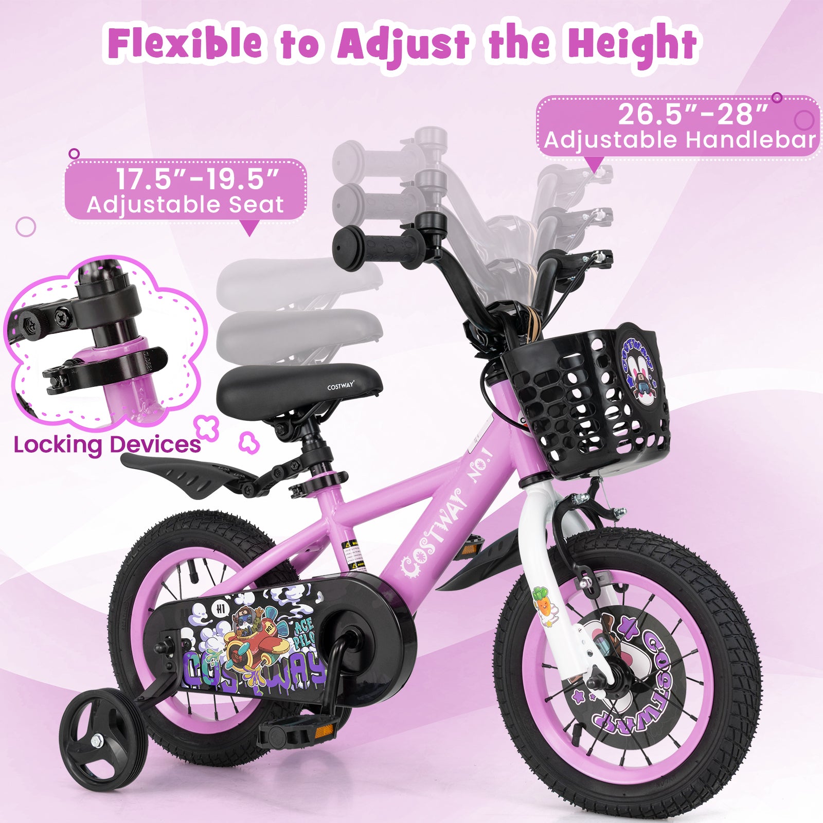 12 Inch Kids Bike for 3-4 Years Old Sport Bicycle with Adjustable Handlebar and Saddle-12 inches, Purple Kids Bike at Gallery Canada