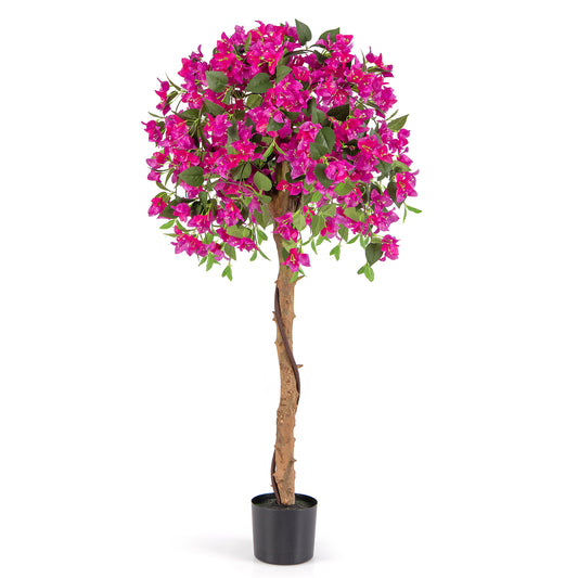 4.5 Feet Artificial Azalea Tree, Cement Pot, Red Faux Plants Red at Gallery Canada