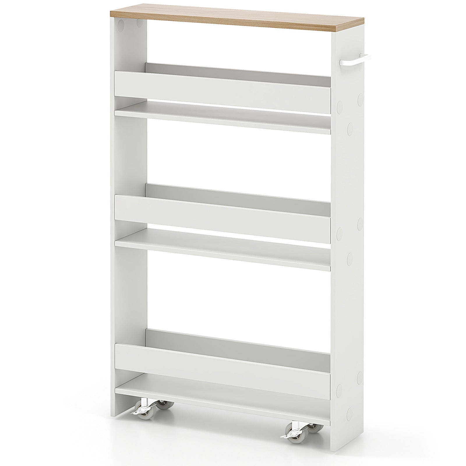 Slim Rolling Kitchen Cart, Mobile Storage Organizer With Handle, White Kitchen Islands & Carts White at Gallery Canada