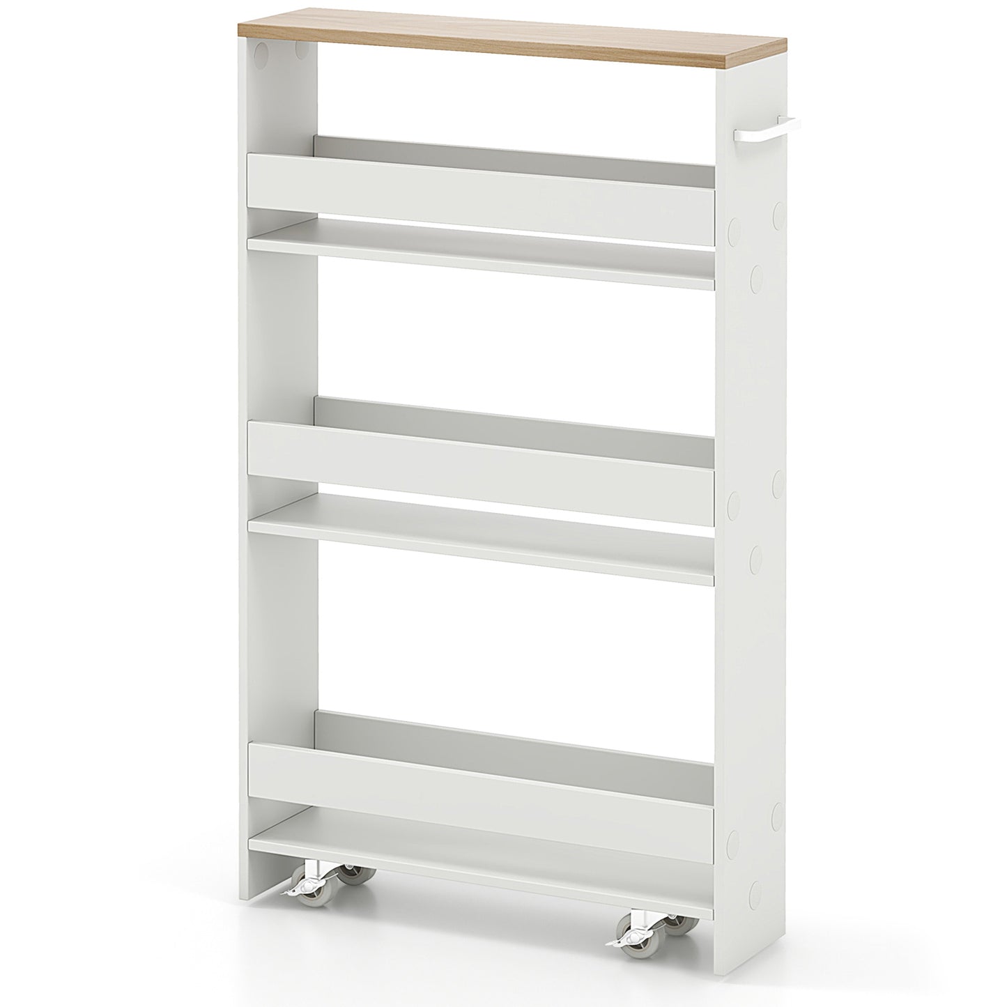 Slim Rolling Kitchen Cart, Mobile Storage Organizer With Handle, White Kitchen Islands & Carts White at Gallery Canada