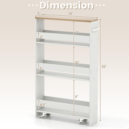 Rolling Kitchen Slim Storage Cart Mobile Shelving Organizer with Handle, White Kitchen Islands & Carts at Gallery Canada