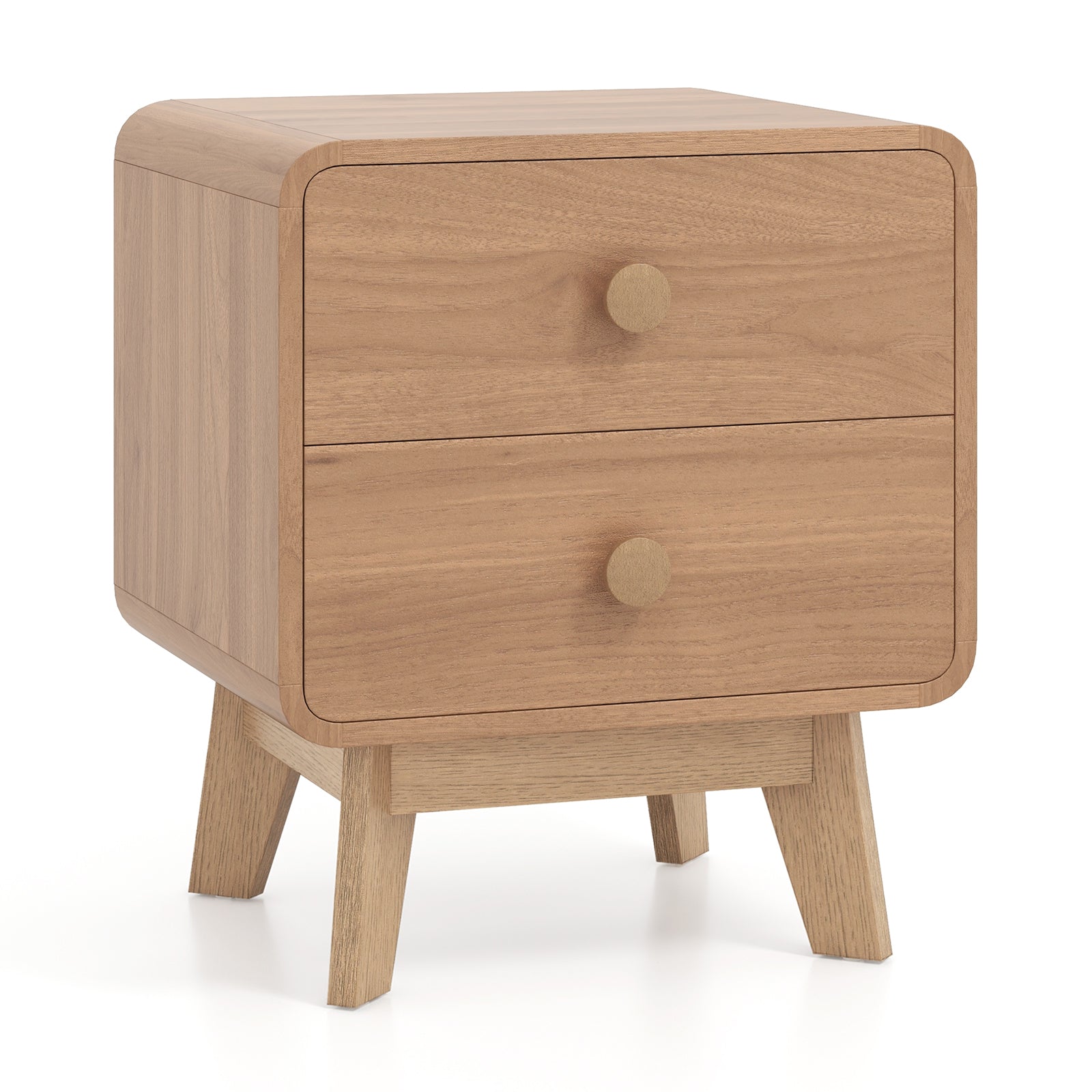 Nightstand With 2 Drawers, Solid Rubber Wood Legs, Brown Nightstands at Gallery Canada