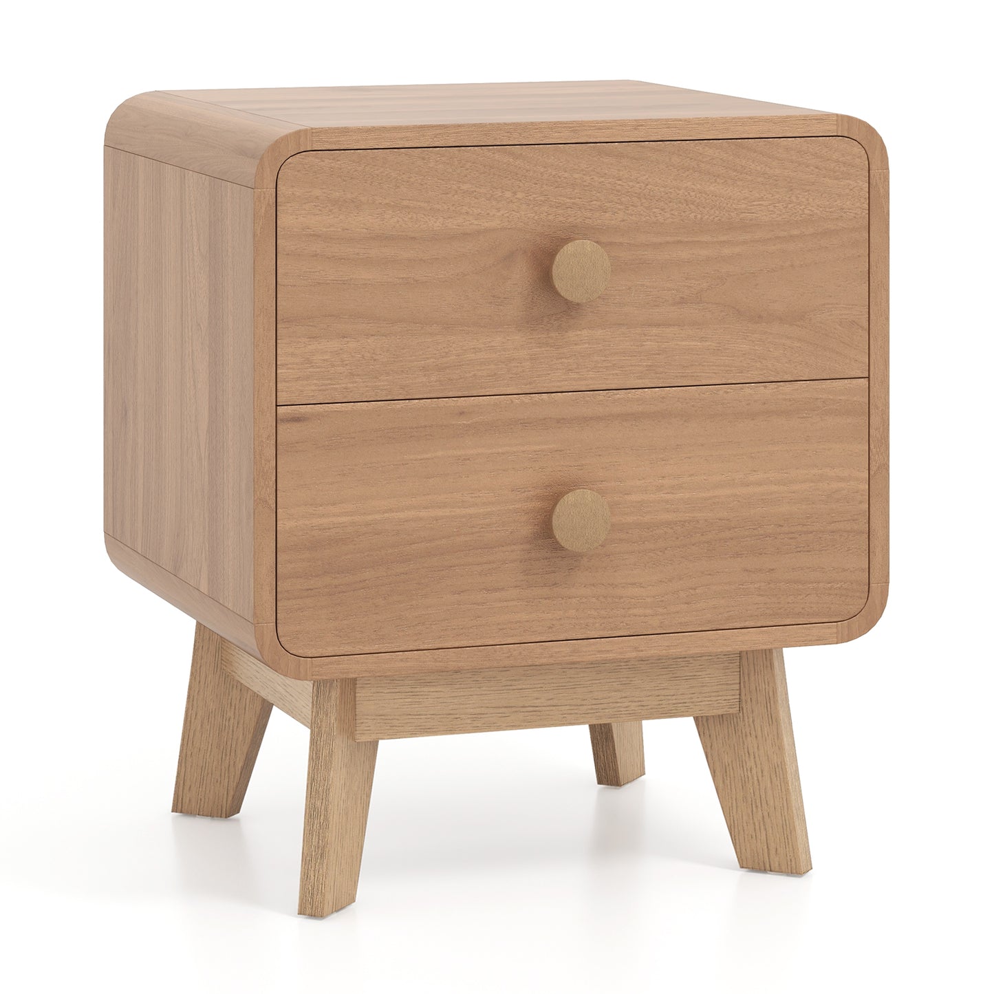 Nightstand With 2 Drawers, Solid Rubber Wood Legs, Brown Nightstands at Gallery Canada
