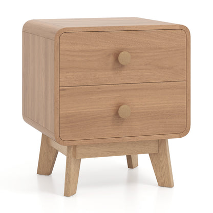 Nightstand With 2 Drawers, Solid Rubber Wood Legs, Brown Nightstands at Gallery Canada