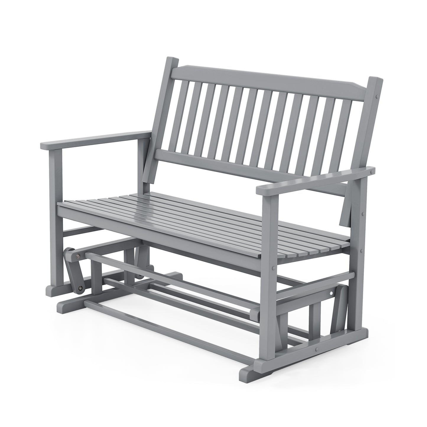 2 Seats Outdoor Glider Bench with Armrests and Slatted Seat, Gray Patio Rocking Chairs & Gliders Gray at Gallery Canada