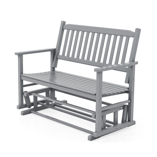 2 Seats Outdoor Glider Bench with Armrests and Slatted Seat, Gray Patio Rocking Chairs & Gliders Gray at Gallery Canada