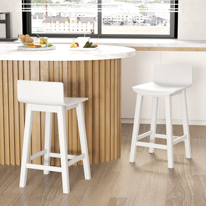 Wood Bar Stools Set of 2 with Solid Back and Seat, White Bar Stools at Gallery Canada