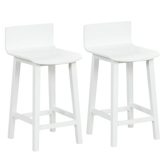 Wood Bar Stools, Set of 2, Solid Back and Seat, White Bar Stools White at Gallery Canada