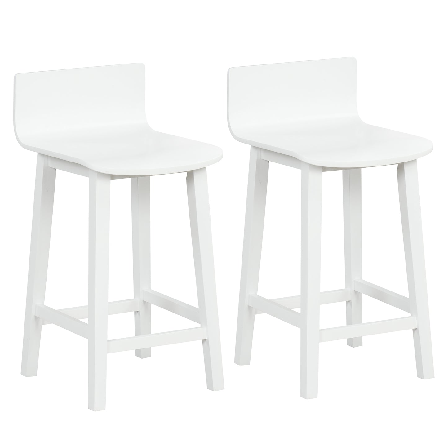 Wood Bar Stools Set of 2 with Solid Back and Seat, White Bar Stools at Gallery Canada