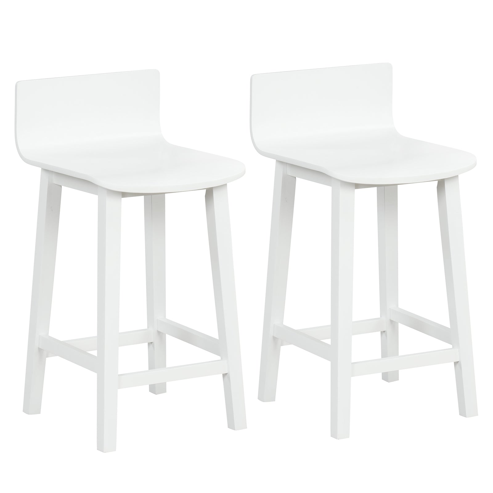 Wood Bar Stools Set of 2 with Solid Back and Seat, White Bar Stools at Gallery Canada