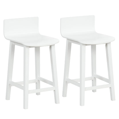 Wood Bar Stools Set of 2 with Solid Back and Seat, White Bar Stools at Gallery Canada