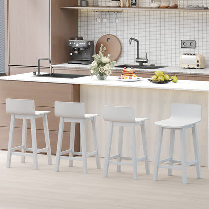 Wood Bar Stools Set of 2 with Solid Back and Seat, White Bar Stools at Gallery Canada