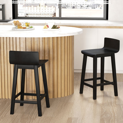 Wood Bar Stools Set of 2 with Solid Back and Seat, Black Bar Stools at Gallery Canada