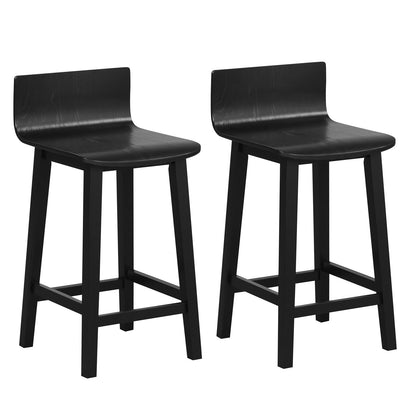 Wood Bar Stools Set of 2 with Solid Back and Seat, Black Bar Stools Black at Gallery Canada