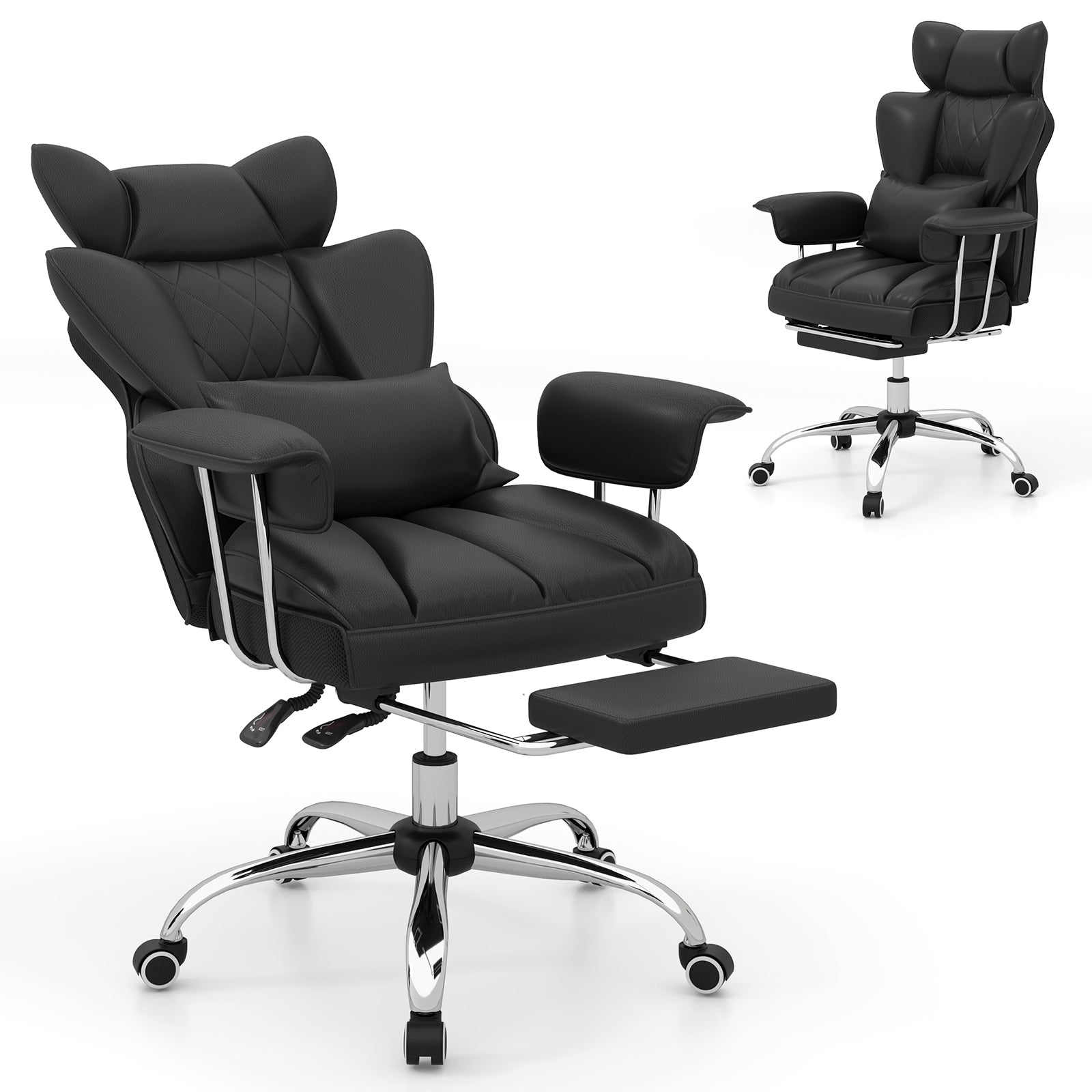 Executive Office Desk Chair With Footrest, Lumbar Support, Black Ergonomic Chairs at Gallery Canada