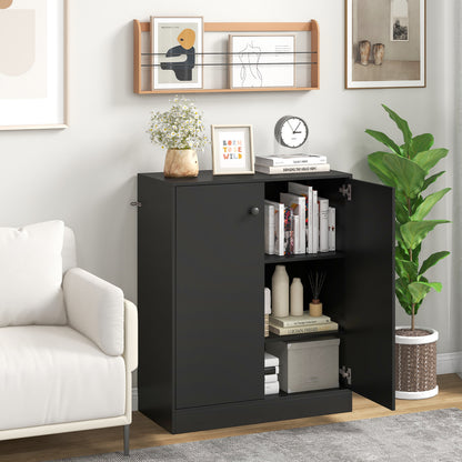 2-Door Modern Floor Storage Cabinet with 3-Tier Shelf, Black Cabinets & Chests at Gallery Canada
