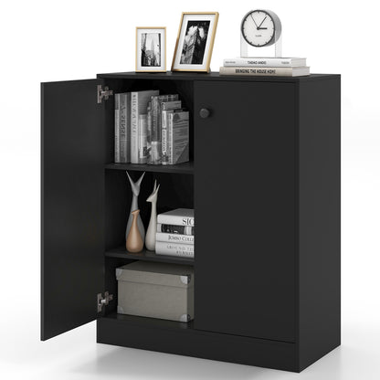 2-Door Modern Floor Storage Cabinet with 3-Tier Shelf, Black Cabinets & Chests at Gallery Canada