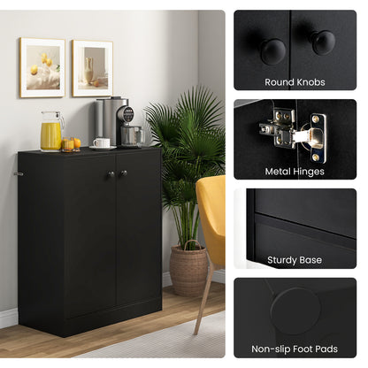 2-Door Modern Floor Storage Cabinet with 3-Tier Shelf, Black Cabinets & Chests at Gallery Canada
