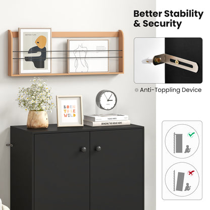 2-Door Modern Floor Storage Cabinet with 3-Tier Shelf, Black Cabinets & Chests at Gallery Canada