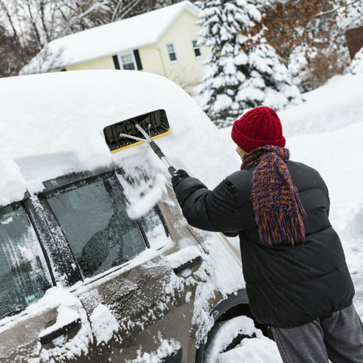 21 FT Telescoping Snow Roof Rake Aluminum Tube Non-Slip Handle, Black Snow Removal at Gallery Canada