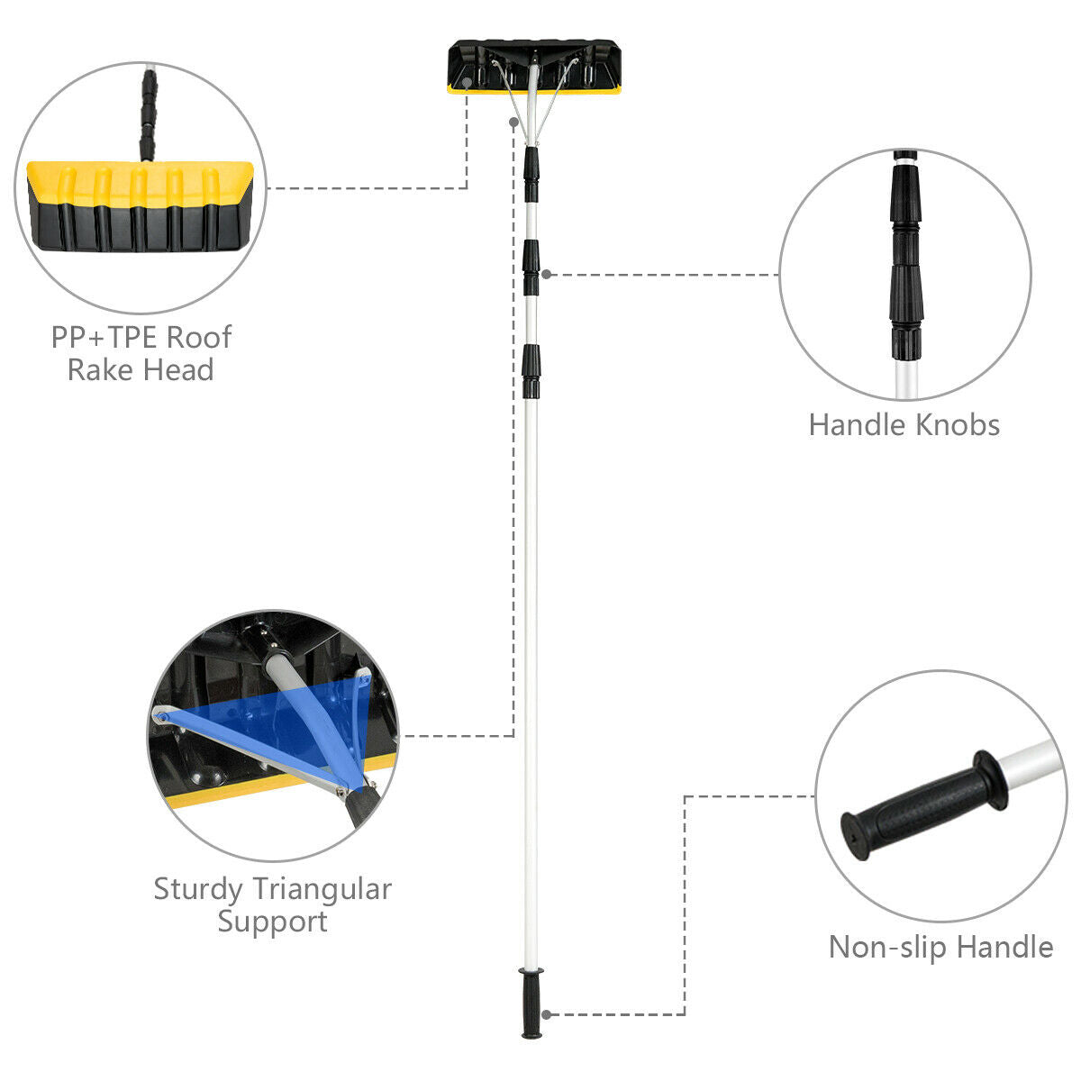21 FT Telescoping Snow Roof Rake Aluminum Tube Non-Slip Handle, Black Snow Removal at Gallery Canada