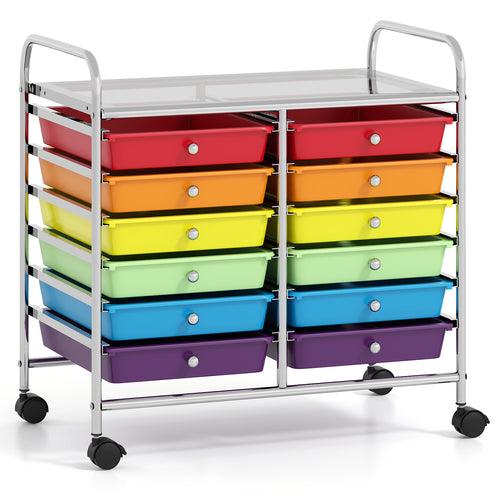 12 Drawer Rolling Storage Cart, Multicolor