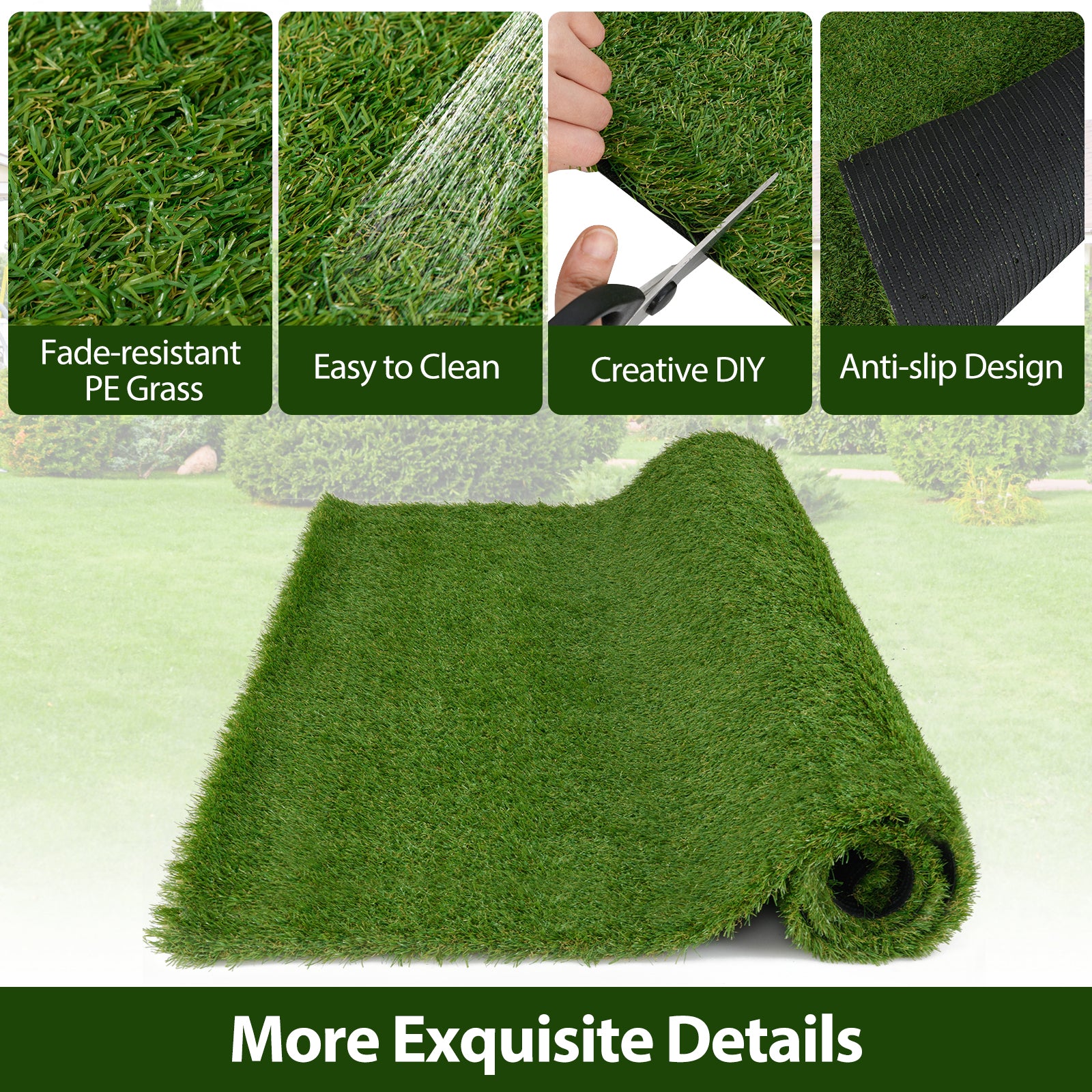 Indoor Outdoor Synthetic Turf Mat with Drainage Holes-M, Green Faux Plants at Gallery Canada
