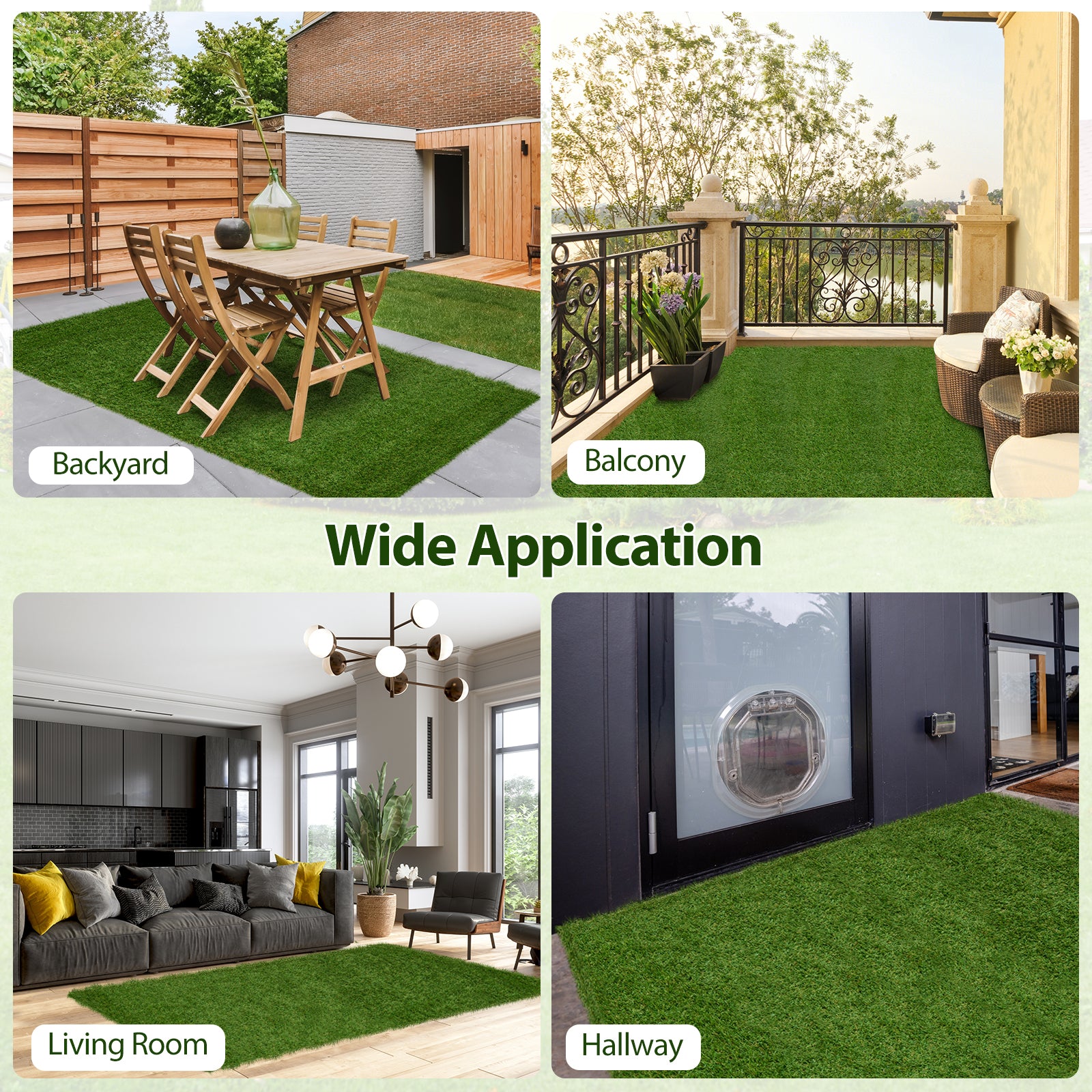 Indoor Outdoor Synthetic Turf Mat with Drainage Holes-M, Green Faux Plants at Gallery Canada