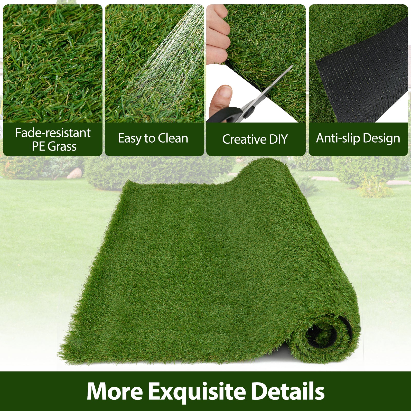 Indoor Outdoor Synthetic Turf Mat with Drainage Holes-L, Green Faux Plants at Gallery Canada