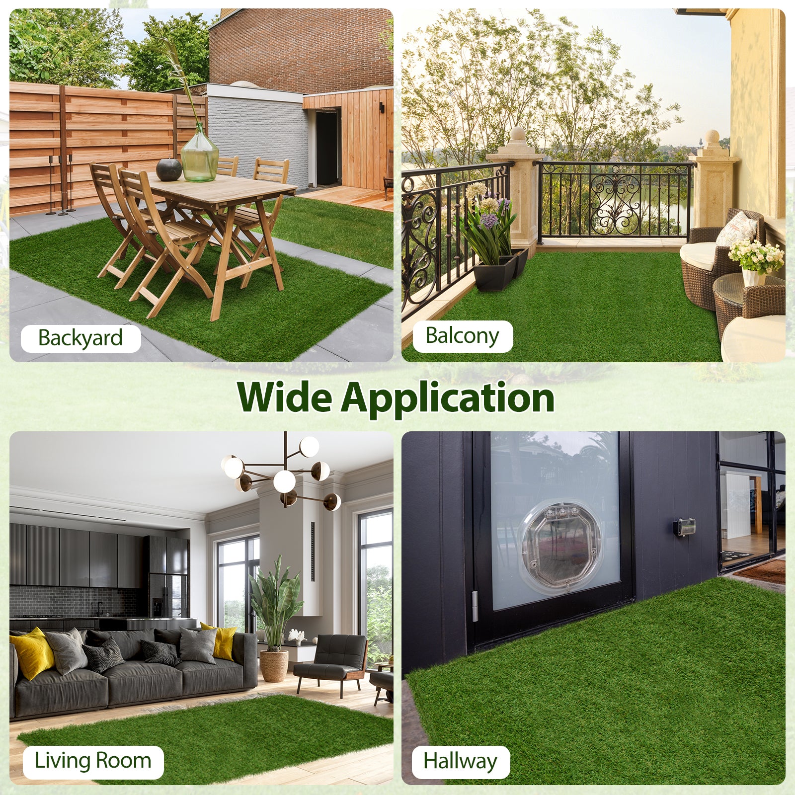 Indoor Outdoor Synthetic Turf Mat with Drainage Holes-L, Green Faux Plants at Gallery Canada