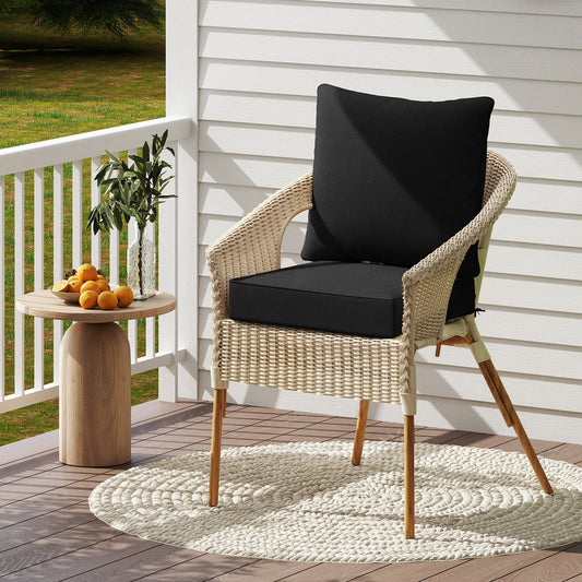 Deep Seat Chair Cushion Pads Set with Rope Belts for Indoor and Outdoor, Black Outdoor Furniture Accessories Black at Gallery Canada