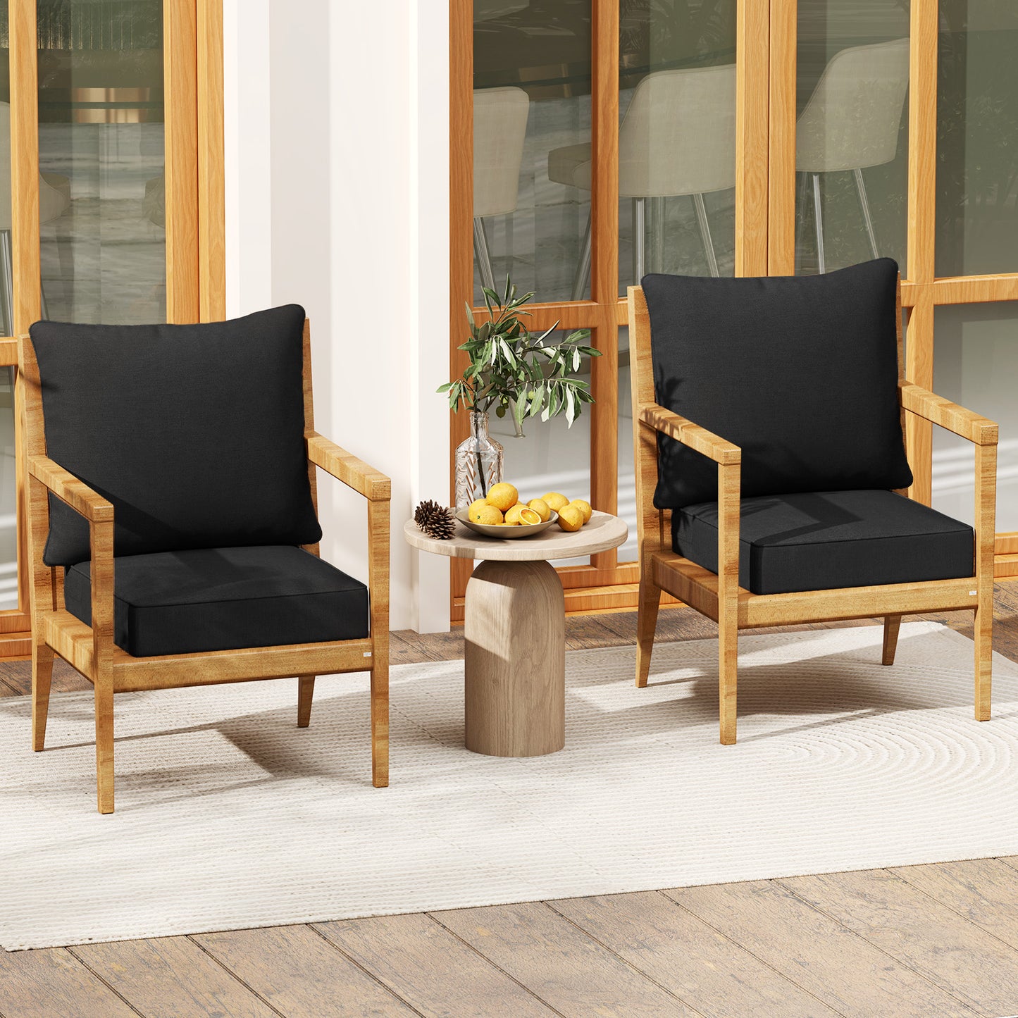 Deep Seat Chair Cushion Pads Set with Rope Belts for Indoor and Outdoor, Black Outdoor Furniture Accessories at Gallery Canada