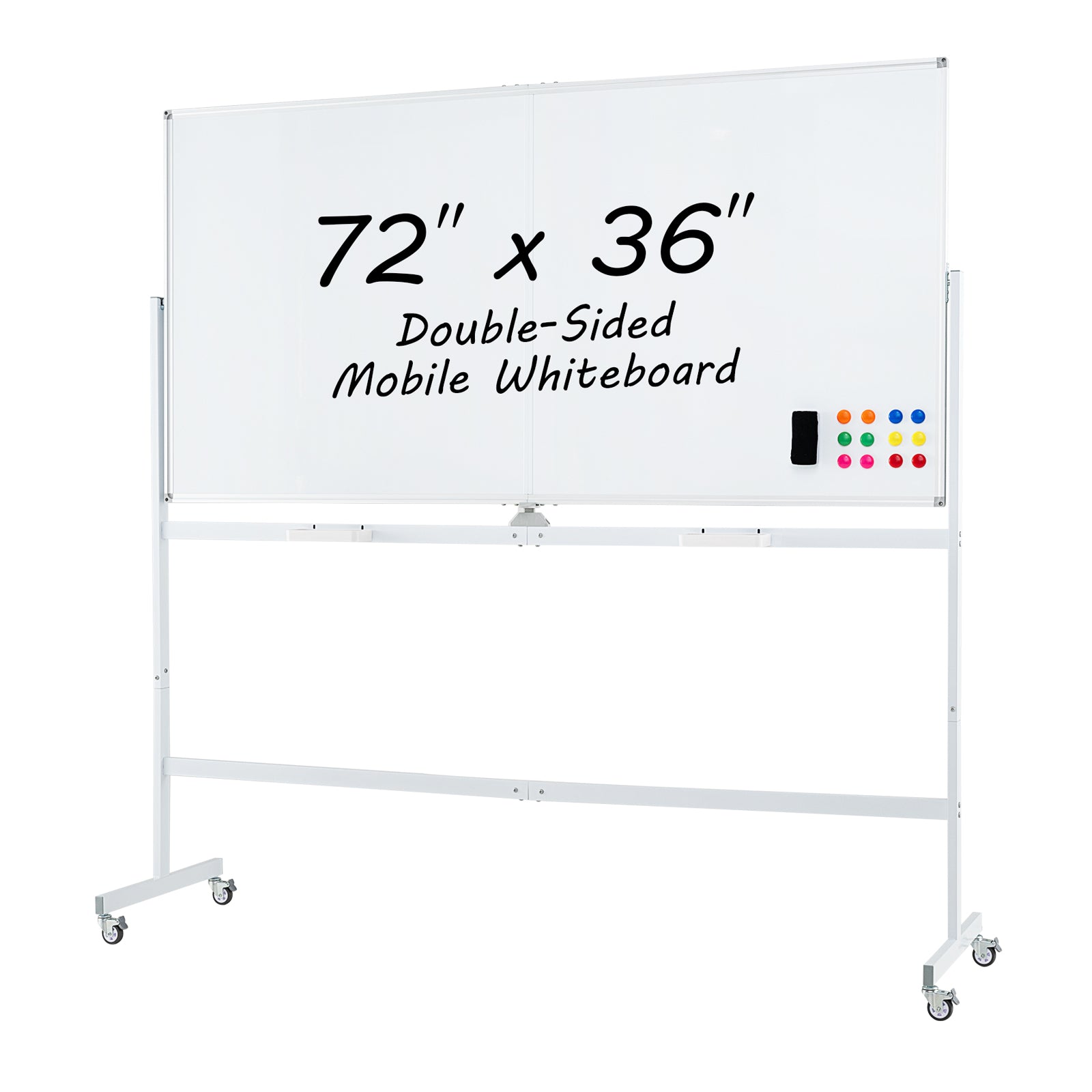 Rolling Double-Sided Magnetic Whiteboard on Wheels with Stand and Aluminum Alloy Frame, White Home Office White at Gallery Canada