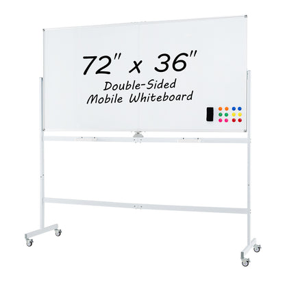 Rolling Double-Sided Magnetic Whiteboard on Wheels with Stand and Aluminum Alloy Frame, White Home Office White at Gallery Canada