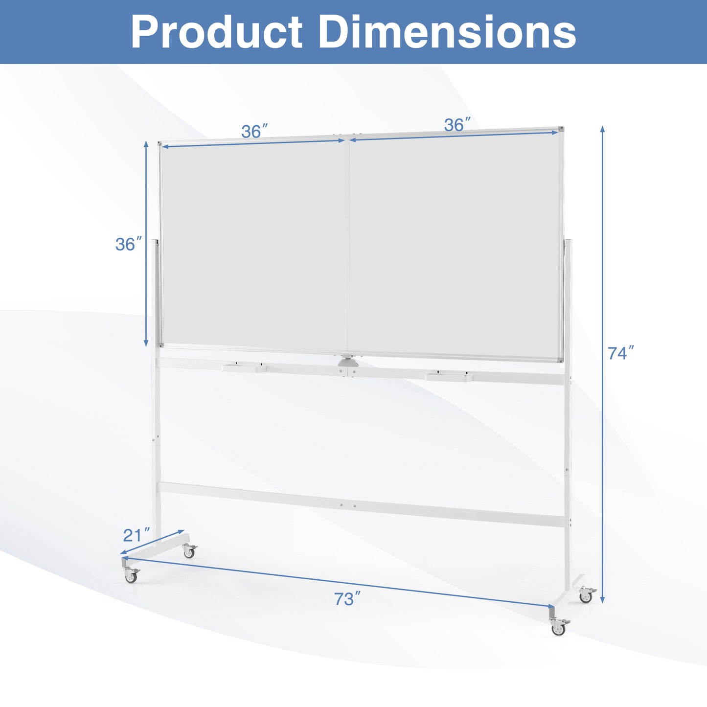 Rolling Double-Sided Magnetic Whiteboard on Wheels with Stand and Aluminum Alloy Frame, White Home Office at Gallery Canada